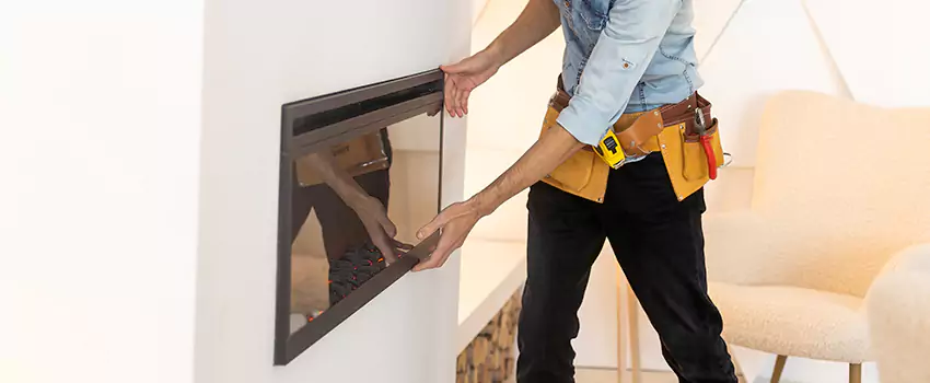 Metal Fireplace Installation in Desert Place at Morrison Ranch, Arizona